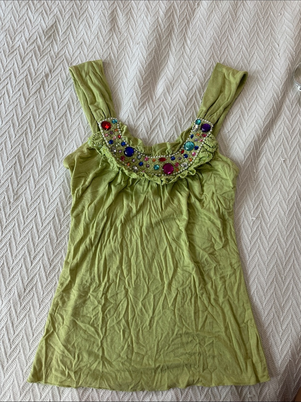 Green embezzled top